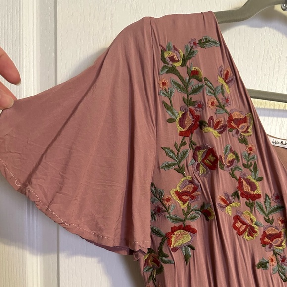 Wren & Ivory hi low pink embroidered Damara wrap dress - Picture 4 of 7